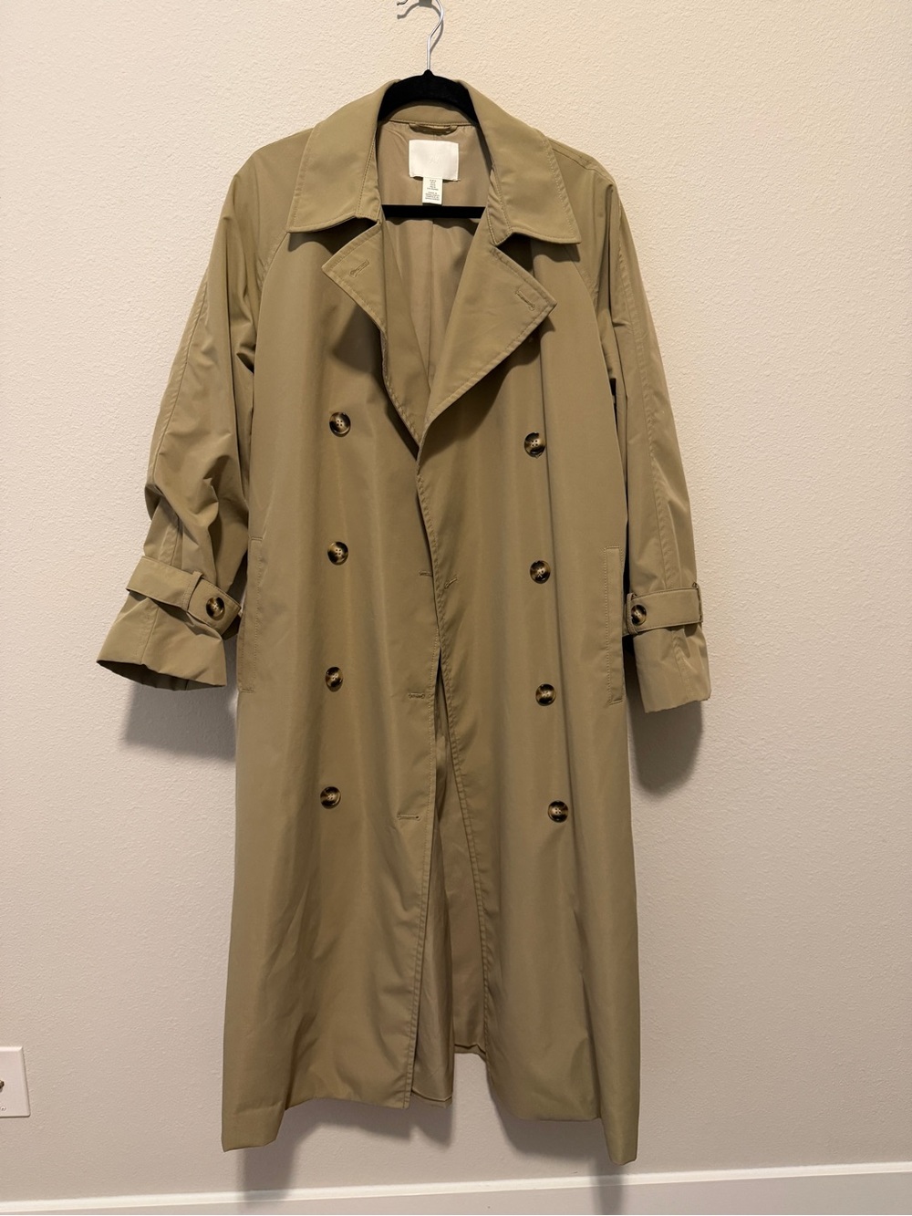 H&M Double-Breasted Trench Coat in Khaki